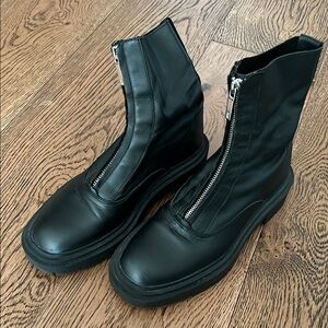 ZARA Zip Up Front Chunky Sole Combat Style Ankle Boots size 38
